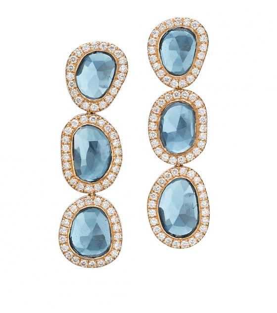 Three stone topaz earrings